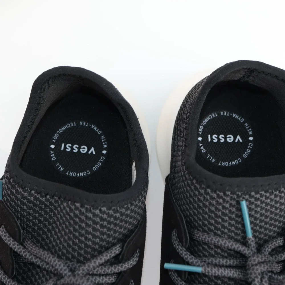 Vessi Womens Everyday Classic Sneaker Size 8 Waterproof Black Knit Lace Up Shoes